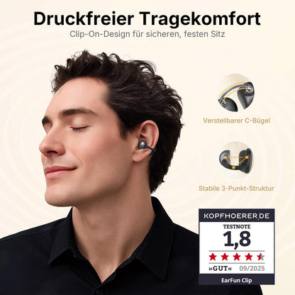 EarFun Clip Open-Ear-Kopfhörer Bluetooth mit LDAC und Hi-Res Audio