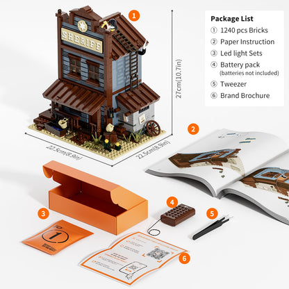 FUNWHOLE Old West Sheriff's Office Beleuchtung Klemmbausteine Set