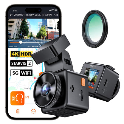 VANTRUE E1 Pro 4K HDR Dashcam mit STARVIS 2, GPS und Sprachsteuerung, Mini-Design mit Display