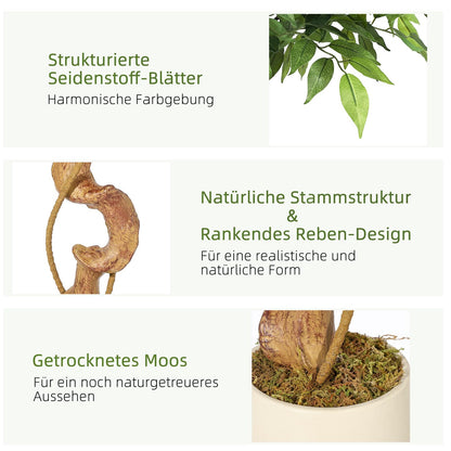 Litake Ficus Baum Kunstpflanze 150 cm – Mit weissem Topf