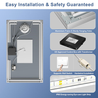 STARLEAD LED Badspiegel 120x70cm - Dimmbar, Vergrösserung, Entfoggen