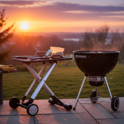 BBQ-Toro Klapptisch Grillwagen BQT2, klappbarer Beistelltisch schwarz