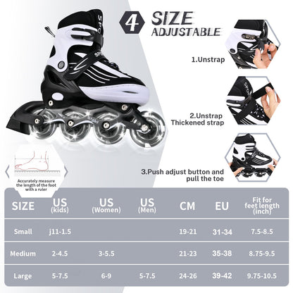 MGYZM Inline Skates Kinder grössenverstellbar mit Leuchtrollen