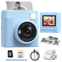 TIATUA Kinderkamera Sofortbildkamera X2 mit 32GB Karte, blau, leichtes Design mit 2,4-Zoll-Display und Sofortdruckfunktion