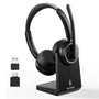 TECKNET Bluetooth Headset mit Mikrofon, AI Noise Cancelling, TK-HS016 – On-Ear Kopfhörer mit drehbarem Mikrofon
