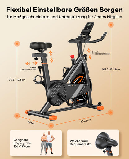 Toputure Heimtrainer Fahrrad TEB3, Ergometer mit 15 kg Schwungrad