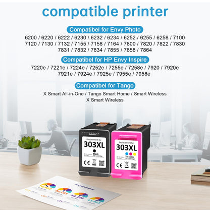 SUNPRINTZ 303 XL Druckerpatronen Schwarz + Farbe kompatibel für HP