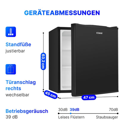Bomann KB 7347 Kompakter Mini Kühlschrank 58L schwarz