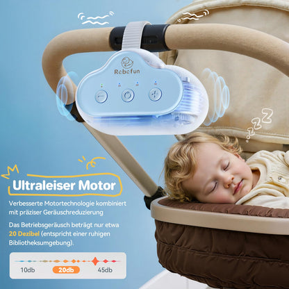 Robofun Kinderwagenschaukler Einschlafhilfe Baby mit USB-C & Timer