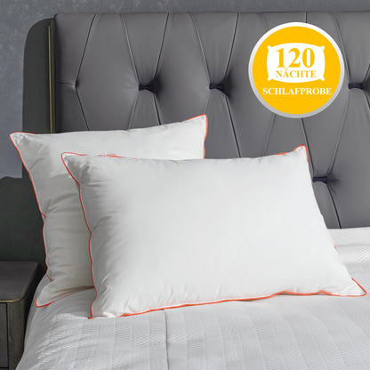Orange Wave Daunenkissen 40x80 cm, 3-Kammer-Kopfkissen mit 950 g