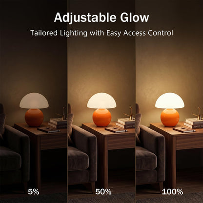 Dawnwake Pilz Tischlampe LED dimmbar Nachttischlampe Glas Orange