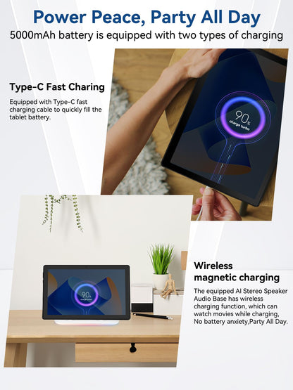 Whitedeer Tablet 10 Zoll Android 14 mit Ladedock - Schwarz