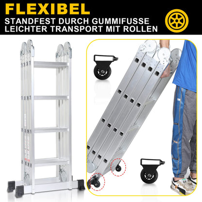 Herrselsam Multifunktionsleiter 4x4 470CM Alu Räder