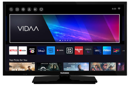 TELEFUNKEN XH24VP550M 24 Zoll Smart HD LED TV – Schwarzer LED-TV zur HD-Bildwiedergabe und Smart TV-Streaming.