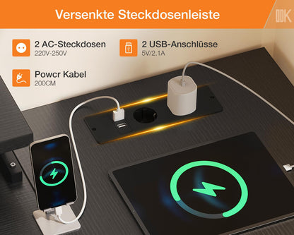 ODK L-Form Schreibtisch 140x80cm schwarz – reversibel, Schubladen