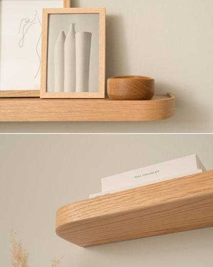 Kazai.® Wandregal-Set 'Toke' Eiche – 3 schwebende Holzregale