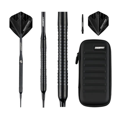 Champify Nighthawk Soft-Darts Set 18g Tungsten mit Darttasche in Schwarz