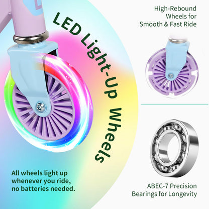 BELEEV V2 Kinder Scooter - Upgrade LED Leuchträder 3-12 J.