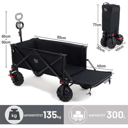 TIMBER RIDGE Bollerwagen XXXL faltbar 300L, Handwagen mit Heckklappe