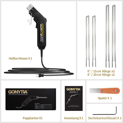GONYTIA Styroporschneider Styrocutter 190W mit 4 Klingen 150/200 mm