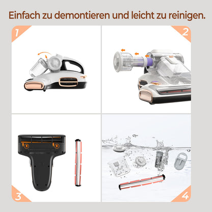 JIGOO T600 Milbensauger mit UV-Licht & Heißluft [700W/15kPa] – 99,9% Allergen-Entfernung, Duftende Negative Ionen, Für Matratzen/Sofas/Teppiche (Leise & Effizient)