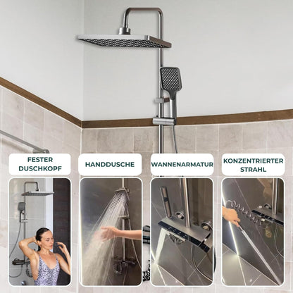 INEX EUROPA Quadratische Regendusche mit Armatur Edelstahl