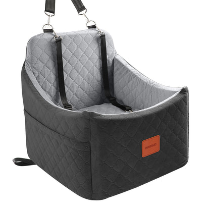 INDYBUD Hunde Autositz Erhöhter Memory-Schaum Sitz - Mittel, Schwarz Grau