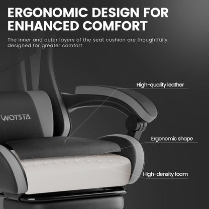WOTSTA Gaming Stuhl 607, ergonomischer Computerstuhl mit Fusstütze