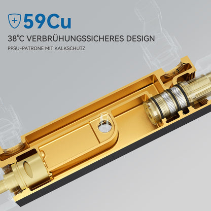 Auralum Duschsystem mit Thermostat, Regendusche 30 x 30 cm, schwarz