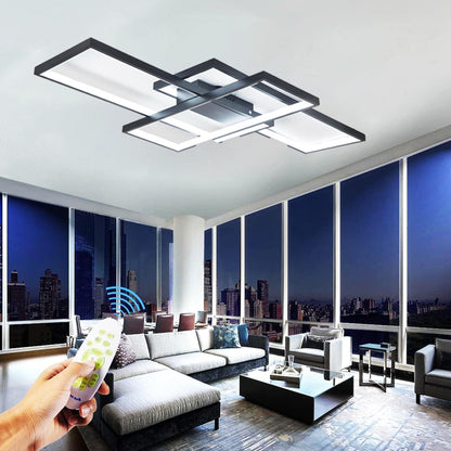 ANZHUANG LED Deckenleuchte Rechteckig Dimmbar Schwarz 80x45cm