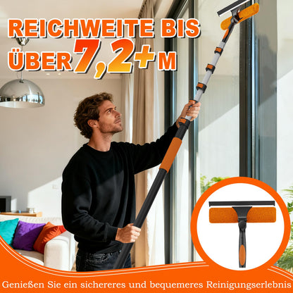 SISUPASSIE Fensterabzieher 2-in-1 mit Teleskopstiel, 7,2 m Reichweite