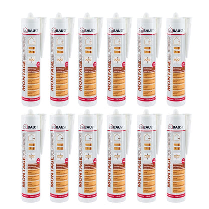 dubaust Montagekleber Universal AMK24, weiss, 12 x 511 g zum Verkleben von Leisten und Styropor
