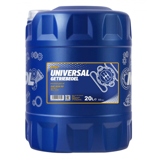 MANNOL Universal Schaltgetriebeöl 80W-90 GL-4 – 20 Liter, bernsteinfarben im Kanister, schmiert Schaltgetriebe.