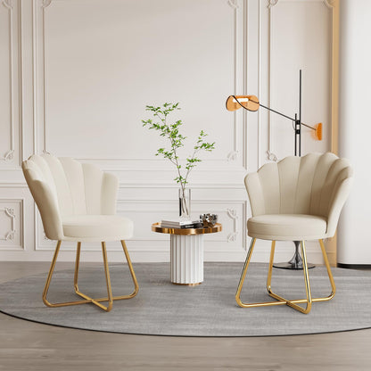 Hawthyhome Samt Polstersessel Esszimmerstuhl - Beige Gold