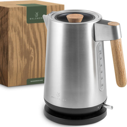 WALDWERK Design Wasserkocher - Edelstahl Eichenholz 1,7L