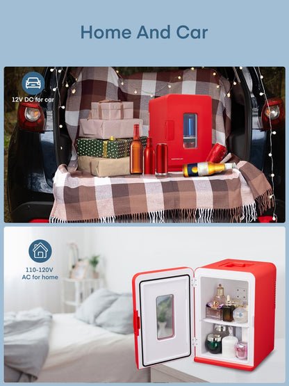 FOHERE 2in1 Mini Kühlschrank 15L Kühl- & Heizfunktion - Rot