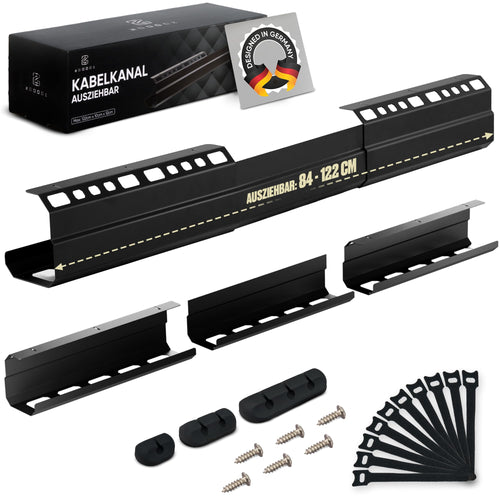 2GOODz Kabelkanal Schreibtisch ausziehbar 84–122 cm, schwarz