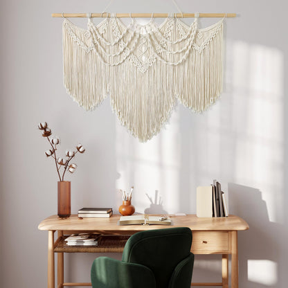 UXORSN Makramee Wandbehang Boho Wandteppich Baumwolle 110 x 82 cm