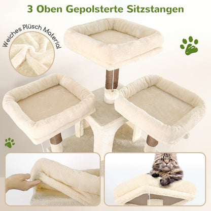 Globlazer Kratzbaum F80 XXL, 204 cm hoch, Beige, für 3-5 Katzen