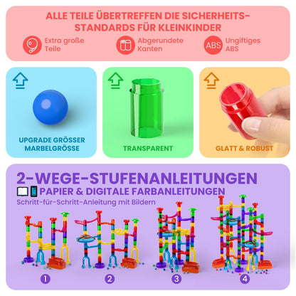 MaxTronic Murmelbahn 150-teilig, transparentes STEM Bauspielzeug