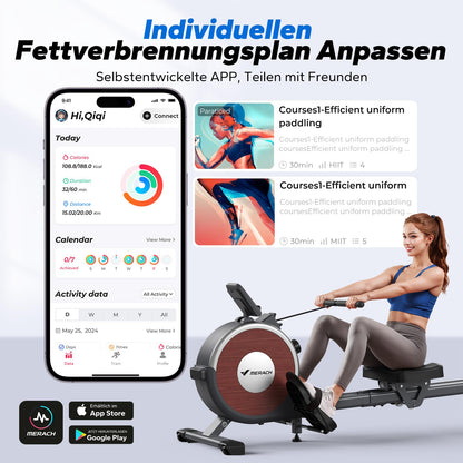 MERACH Magnetisches Rudergerät App-fähig Heimgebrauch - Grau