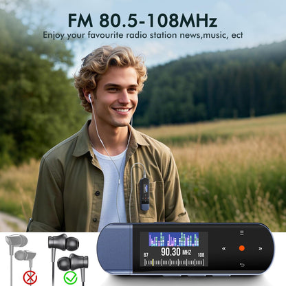RUIZU X80 MP3-Player mit Bluetooth 5.3, 64 GB, Clip und FM-Radio
