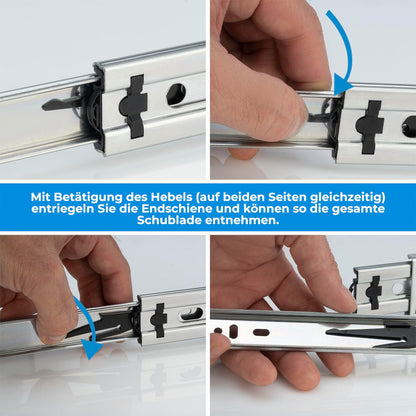 Stahlia Teleskopschienen Vollauszug – 45x400mm Softclose 8 Stk.