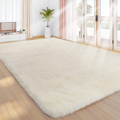 Sour Lemon Hochflor Teppich – Creme Wohnzimmer, 160x230 cm. Cremefarbener Hochflor Teppich für Behaglichkeit im Wohnzimmer.