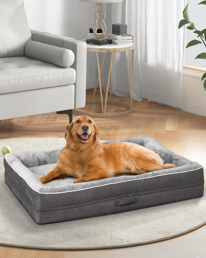 Upvilla Orthopädisches Hundebett XL, waschbar, wasserdicht, Grau