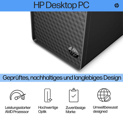 HP Desktop PC WatsonI 1C24 Intel i3-14100 512GB SSD Windows 11 Dark Black