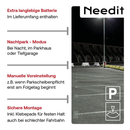Needit Park Mini I Elektronische Parkscheibe (2er-Pack) – KBA-Zulassung
