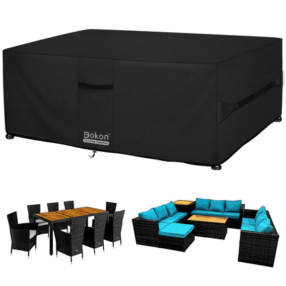 Dokon Gartenmöbel Abdeckung wasserdicht 300x200x90 cm 420D Oxford – Abdeckplane mit Belüftungsöffnungen für Terrassenmöbel