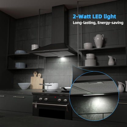 FIREGAS Dunstabzugshaube Wandmontage Pyramide 60cm - Schwarz