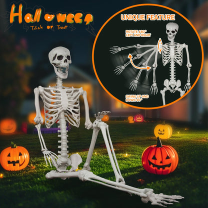 HorrorHaus 180cm Posierbares Ganzkörper Skelett – Halloween Deko 180-1P